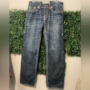 Vintage Big Star Buckle Pioneer Boot Cut Denim Blue Jeans 30 R Embroidered Y2K